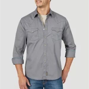 Wrangler Men’s Retro Premium Pigment Dyed Twill Western Snap Pearl Shirt Sz L